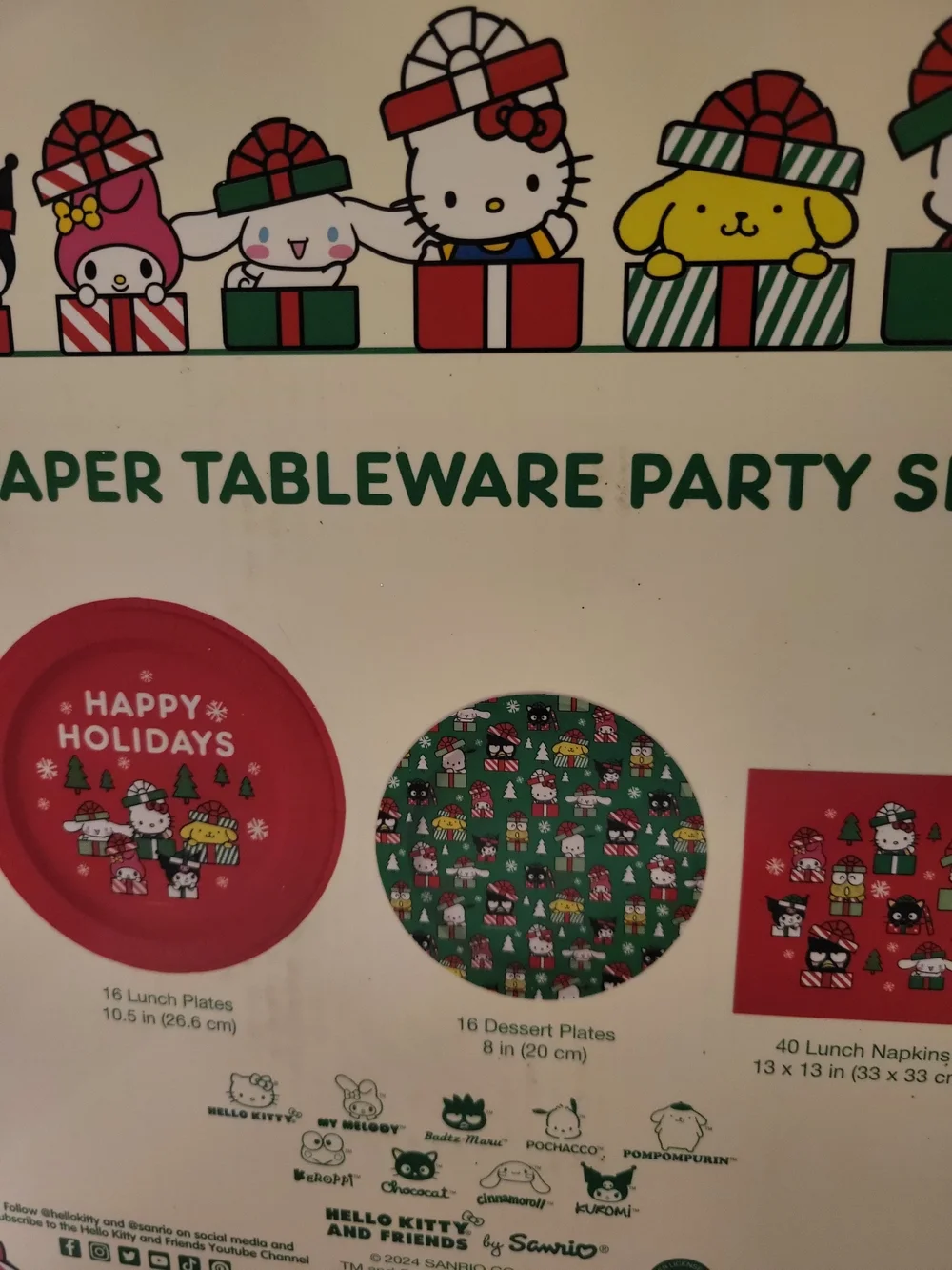 Hello Kitty Paper Tableware Party Set 16 Lunch& Dessertplates 40 Napkins - Picture 5 of 6